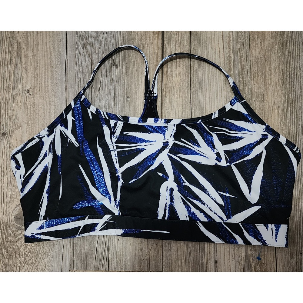 Fabletics Sports Bra Medium Impact Racerback Blue White Print Size Large/XLarge